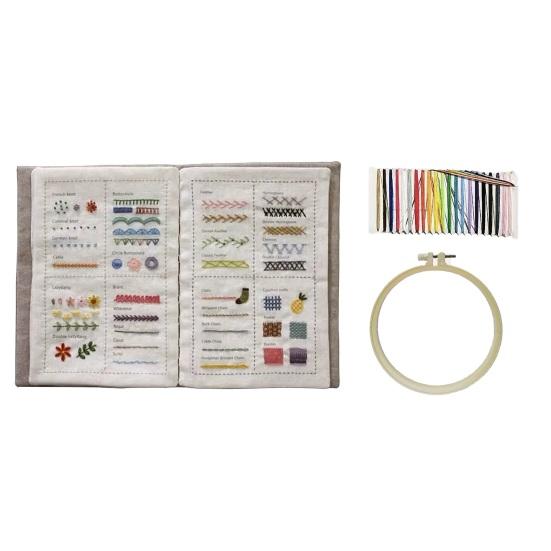 DIY Przewodnik Referencyjny do Haftu ze Stronami z Tkaniny Książka Ściegów Zestaw Startowy Nici do Haftu Igły Nożyczki Haft