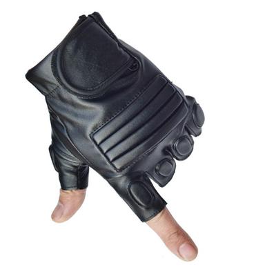 Luvas masculinas de PU meio dedo, luvas esportivas ao ar livre para fitness, luvas táticas de couro sintético para ciclismo e motociclismo