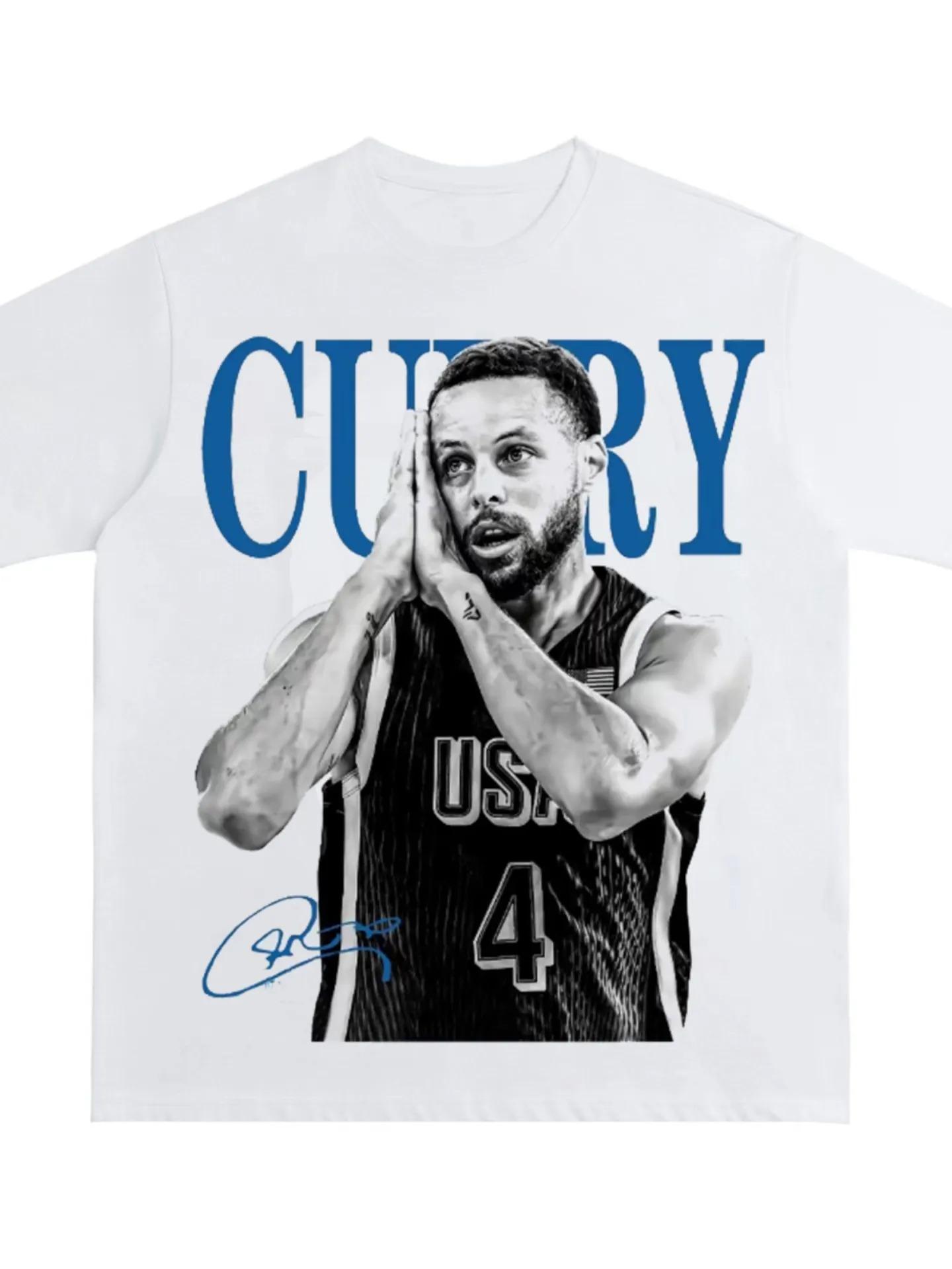 Стивен Карри Команда США №4 «Night Night» Винтажная подделка Свободная футболка, Графическая футболка с изображением легенды баскетбола, Повседневный топ унисекс 4XL