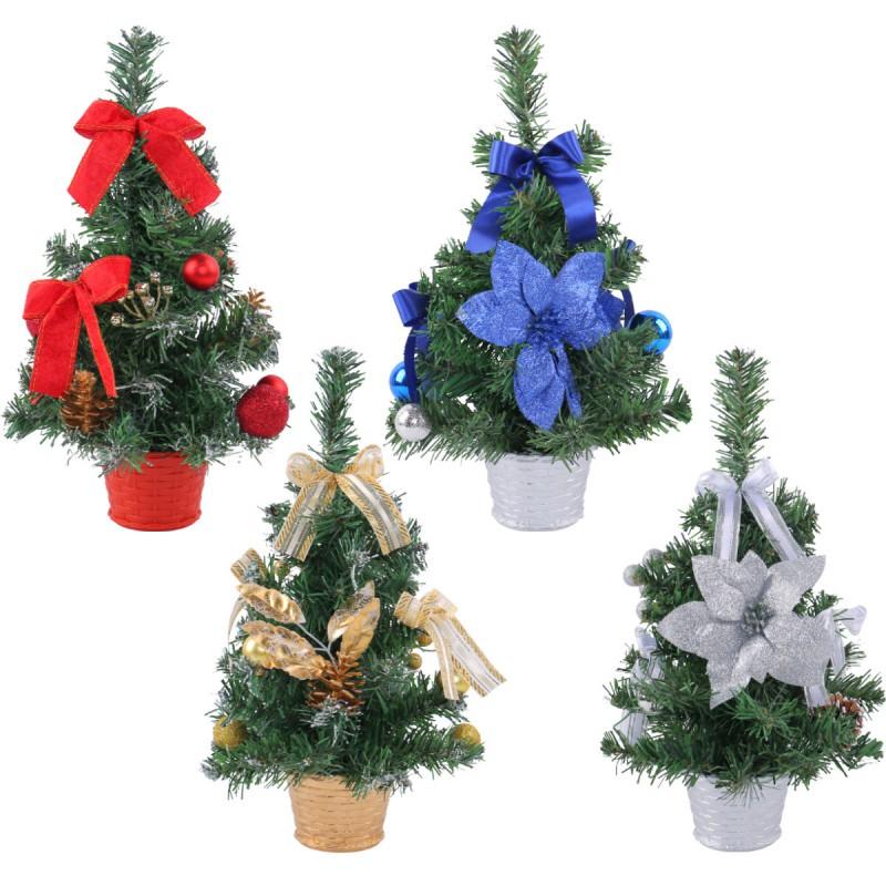 Mini Christmas Tree Tabletop Decor Festive Flower Potted Ornament Holiday Party Desktop