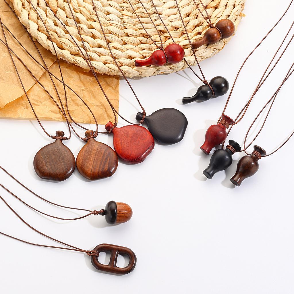 Necklace for Women Accessories Vintage Wooden Gourd Pendant Long New Chinese Necklace Female Simple Versatile Sweater Chain Elegant Necklace