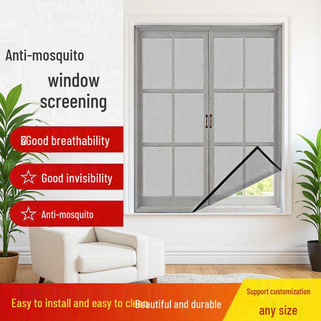 Nano Self-Adhesive Velcro Mesh Screen: Thickened, Invisible Edge, Easy Assembly Mosquito Net for Windows