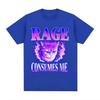 Wut verzehrt mich Katze Wütende Katze Retro Typografie Lustige Grafik T-Shirts Unisex Damen Vintage Ästhetik Baumwolle Kurzarm T-Shirts
