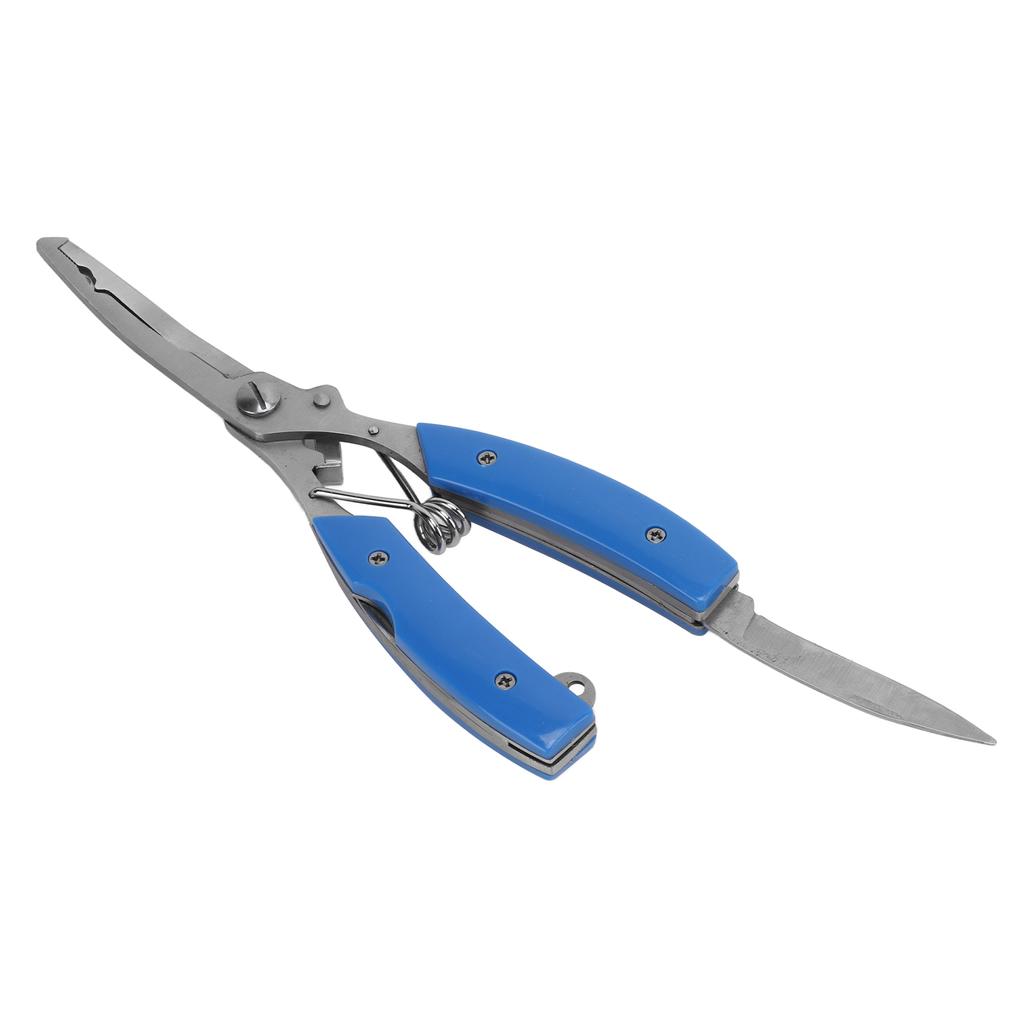 Fishing Pliers Multifunctional Stainless Steel Fishing Scissors with 2 Blades Braid Line Cutters Hook RemoverBlue