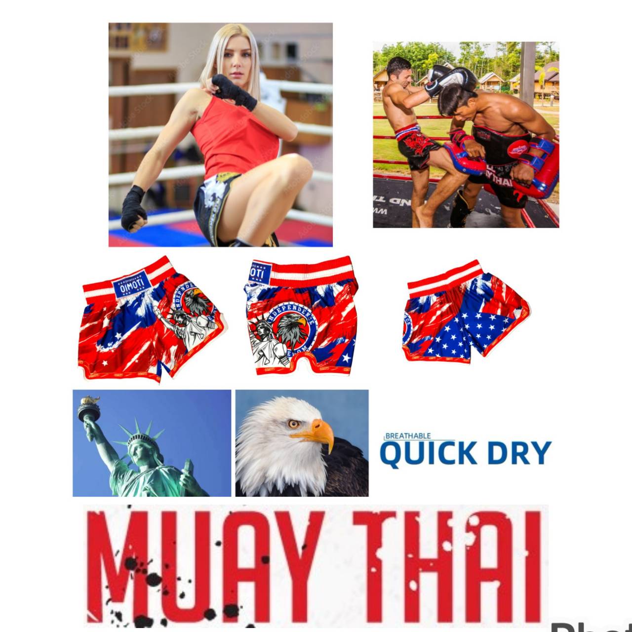 USA Statua della Libertà New York Aquila Muay Thai Kickboxing Boxe MMA UFC Pantaloncini Palestra Sport Unisex Uomo Donna Allenamento Asciugatura Rapid
