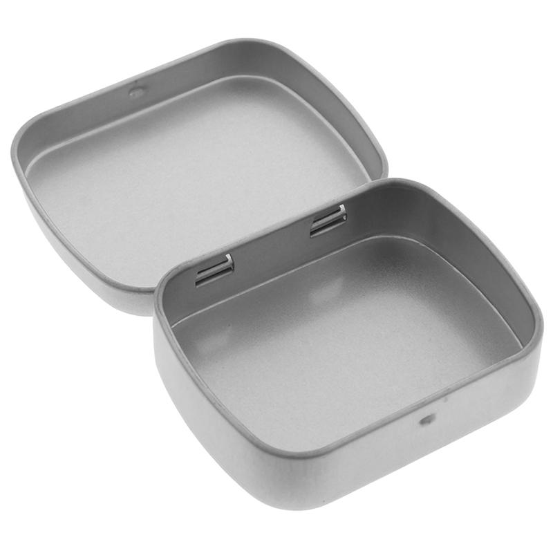 Small Hinged Metal Tin Lip Balm Beard Wax Cream Sweets Cosmetics Pills 6X4.6X1.5