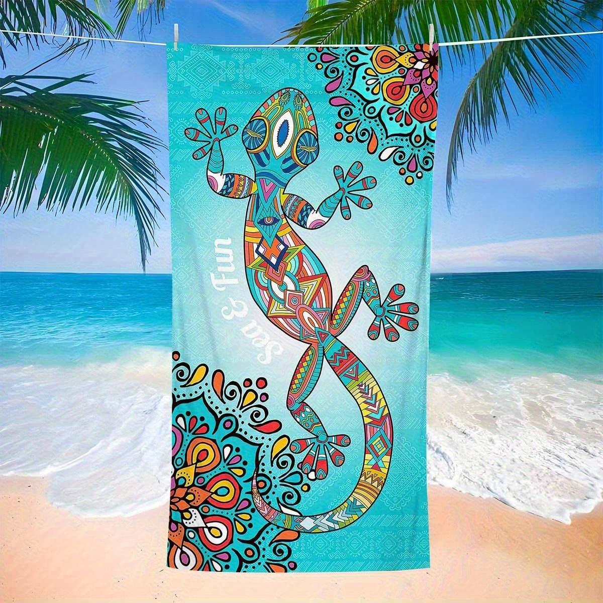 Shanika Chen A Bohemian Gecko-Themed Beach Towel That Creates A Tropical Vibe, Quick-Drying And Soft,With Excellent Absorbency, Made Of Ultra