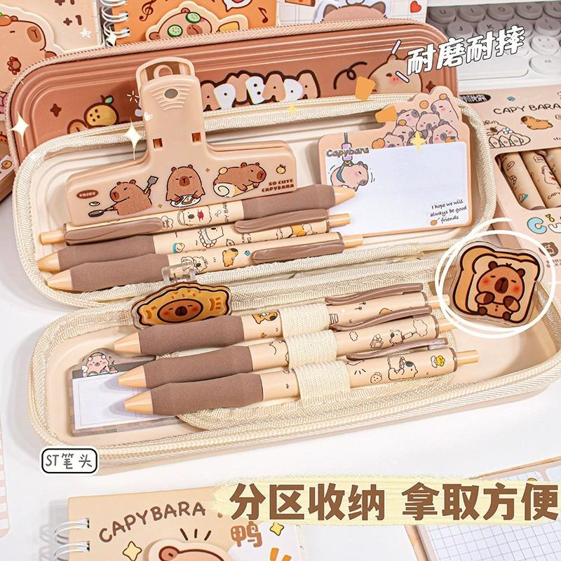 Cute Capybara Pencil Box cartoon pencil case large-capacity stationery storage box organizer Office Back to school Supplies
