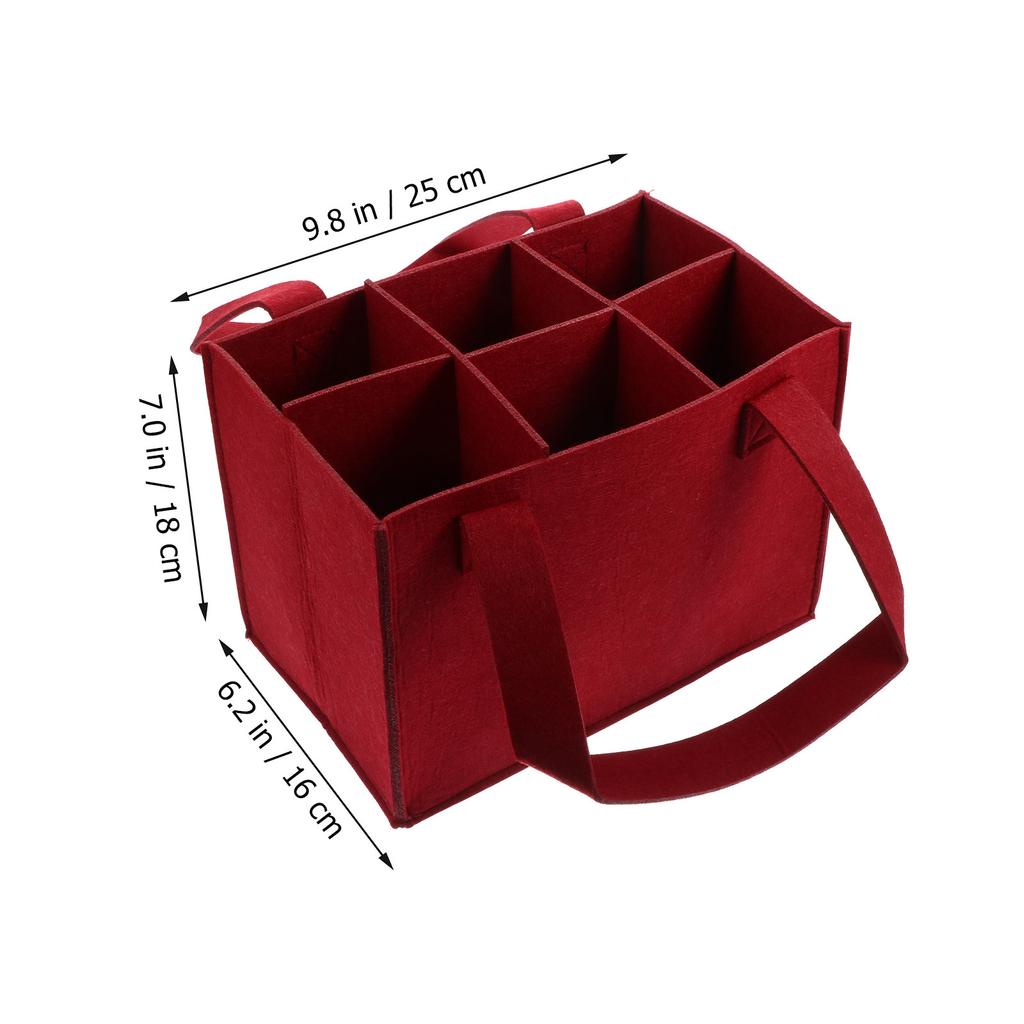 1Pcs Wine Bottle Carrier Tote Bag Fits 6 Red Wines Premium Felt Gift Pouch Reusable Storage Bag with Fine Sewing for Safe