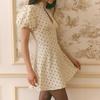 Summer new women's clothing, European and American dresses, fashionable and elegant waist polka dot lantern sleeve short skirts