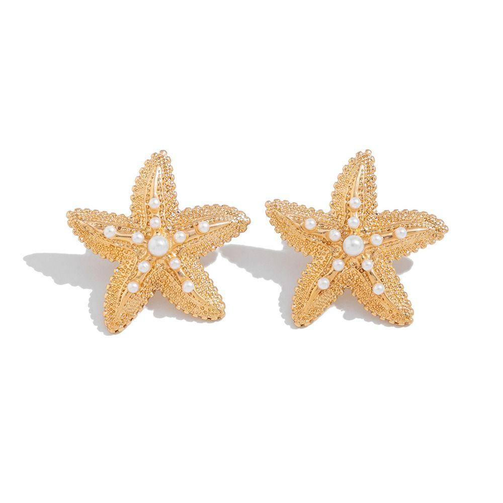 Simulated Starfish Ear Studs Summer Beach Ear Jewelry Exquisite Small Star Earring  for Women