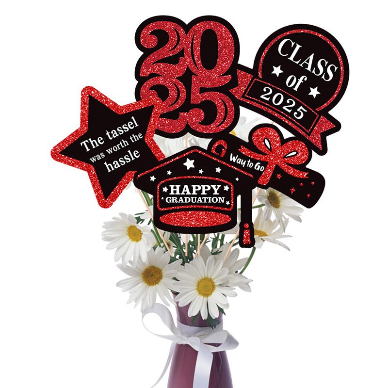 Paper Cupcake Toppers Class Of 2025 Graduation Decorations 2025 Grad Centerpiece Sticks Graduation Party Table Topper Decoration