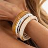 KunJoe 3Pcs/Set Trendy Resin Acrylic Round Geometric Exaggerated Chunky Bangles Women Boho Stackable Charm Bracelet Jewelry Gift