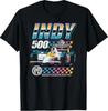 Indianapolis Motor Speedway Distressed Chrome Neon 100% Cotton T-shirt Mens Tees Top