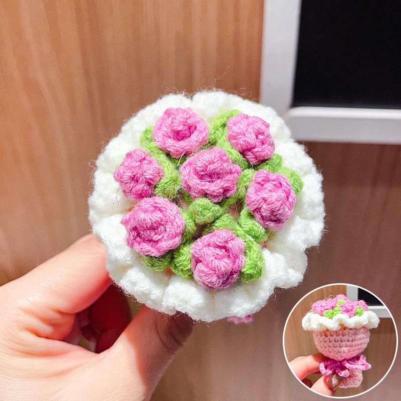 Charming Crochet Fruit Keychain: Persimmon & Strawberry Wool Pendants