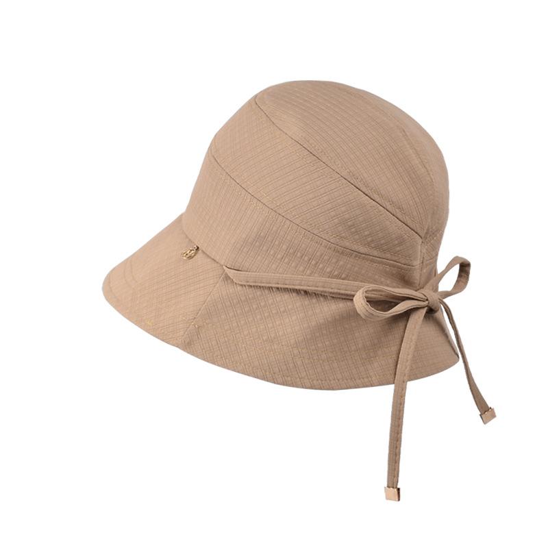 Summer Outdoor Travel Sunscreen Visor Versatile High Sense Big Head Circumference Basin Hat Show Face Small Bow Bucket Hat