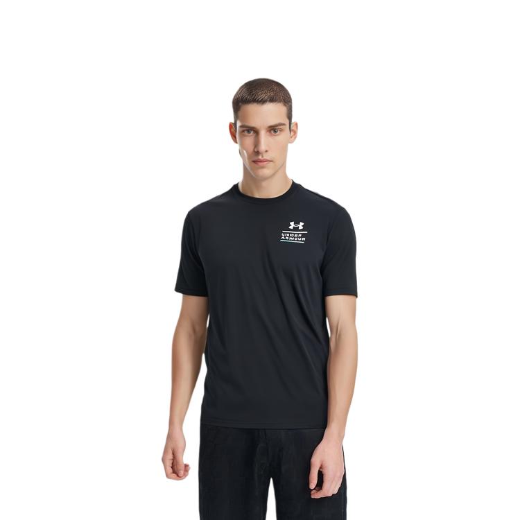 Under Armour Letter Pattern Round Neck Printed Short Sleeve T-Shirt Men T-Shirts Black 1370189-001