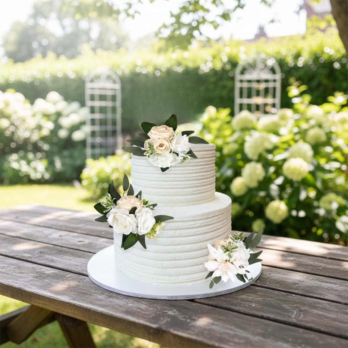 

3PCS Cake Flowers, Wedding Cake Toppers Floral Cake Decorations for Wedding Anniversary Birthday Party Festival Celebration Home Decor бежевый