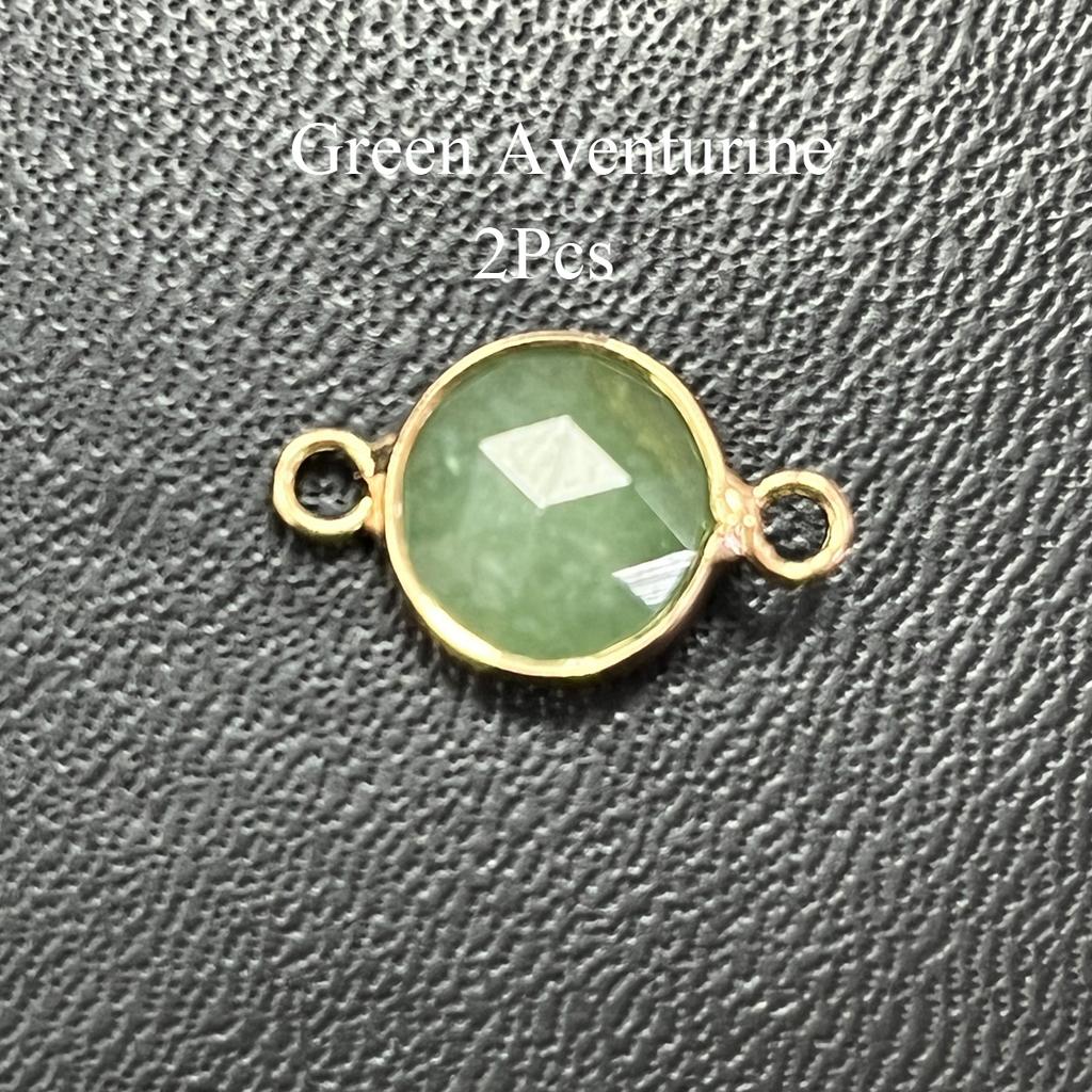 2Pcs, Faceted Natural Stone Connector, Minimalist Handcrafted Round Agate Gems Pendant Connectors for Jewelry Making DIY Necklace Bracelet Accessories