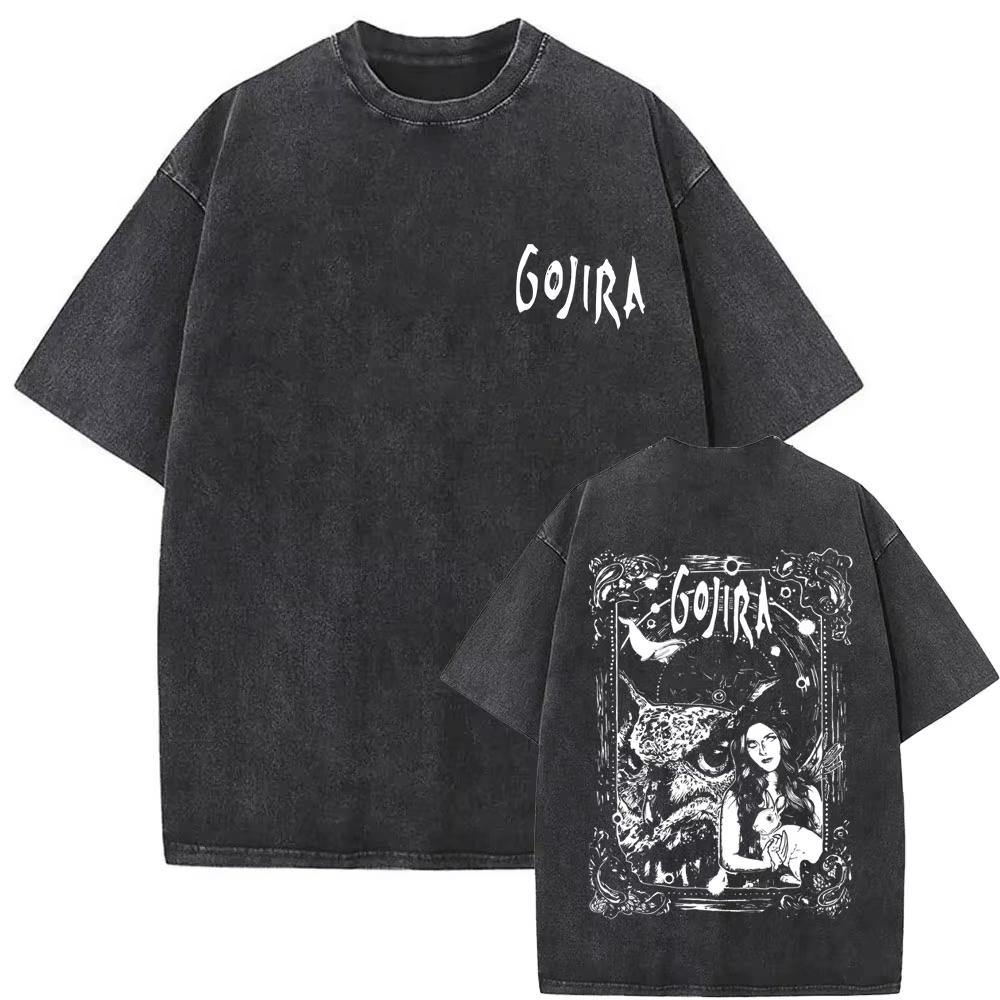 Washed Vintage Metal Band Gojira From Mars To Sirius Flying Whales Graphic Tshirt Men Women Gothic Pure Cotton T-shirt