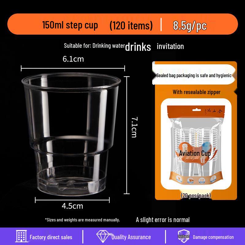 Disposable Transparent Food-Grade Plastic Cups, Thickened for Household & Reception Use