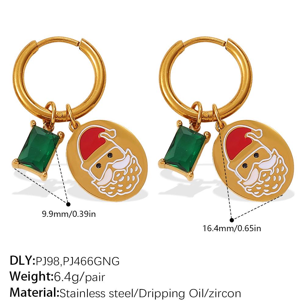 2025 DIY Christmas Style 18K Gold Plated Stainless Steel Pendant Earrings for Women