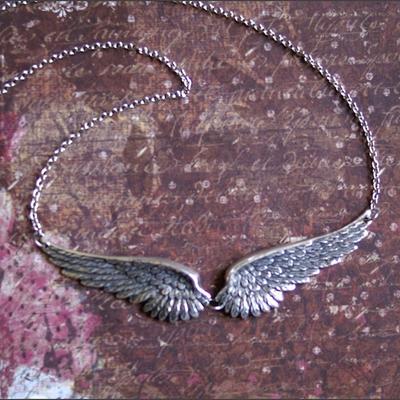 Vintage Angel Wings Feather Big Pendant Aesthetic Link Chains Necklace for Women Collar Tribal Gift