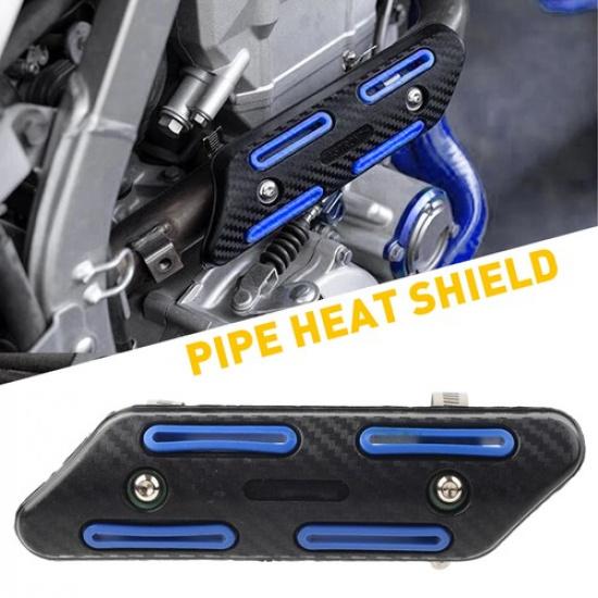 Blue Carbon Exhaust Fiber Muffler Pipe Heat Guard Shield Motorcycle Motorbike