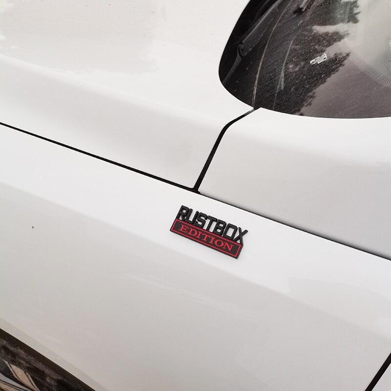 1Pc 3D Metal Rustbox Edition Logo Car Side Fender Rear Trunk Emblem Badge Sticker Decal