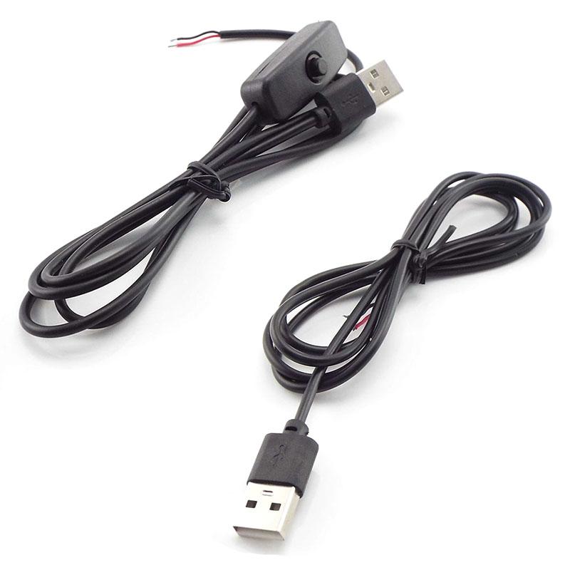 5V DC 2 Pin 1M USB Extension Cable Connector Power Supply Wire LED Chips Light 501 On/off Switch Electrical For LED Lighting