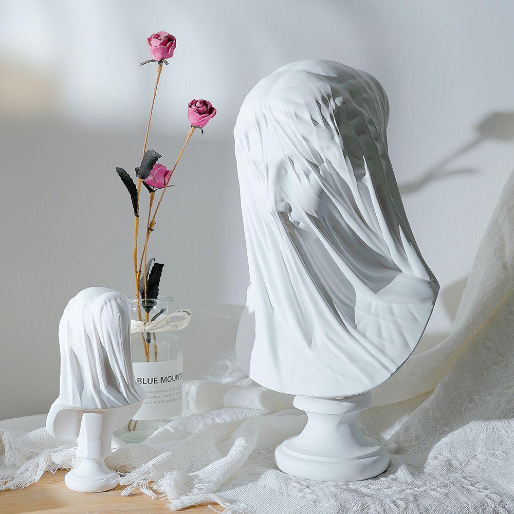 Nordischer schlichter Stil Hochzeitskleid Mädchen Büste mit Schleier Kunststatue Hochzeit Hauseingang Harzdekoration
