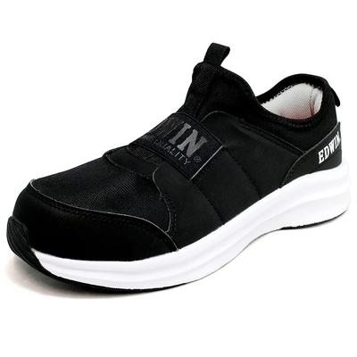 Safety Laceless Work Highly Resin Reflective Toe Black [Edwin] Shoes, Slip-on, Shoes, Men's, Breathable, Flexible, Cushioned, Lightweight, Toecap,