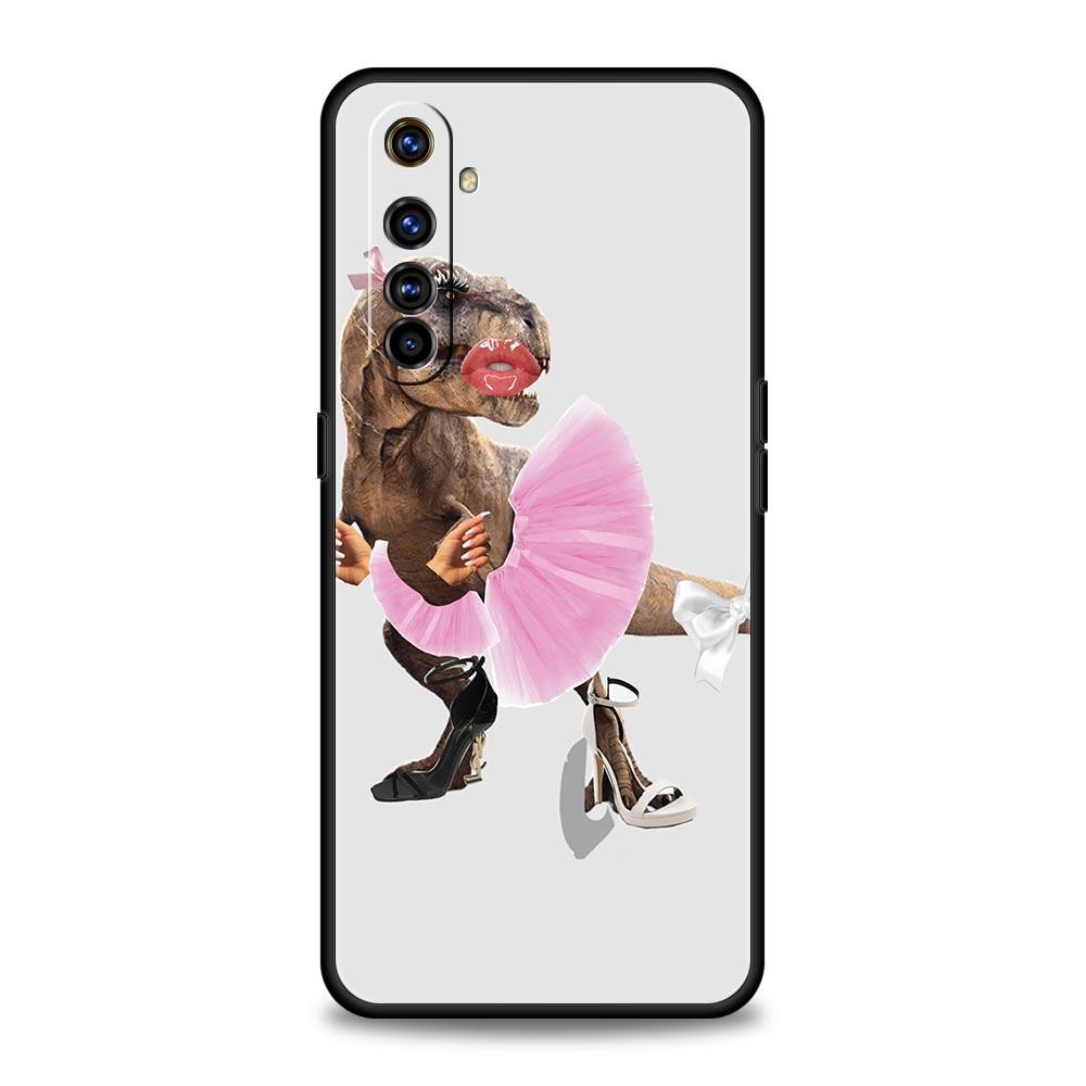 

Soft TPU Case For Realme C67 C63 C55 C53 C25 C21 10 11 12 13 GT 2 3 5 Pro Plus Shockproof Phone Cover Dino King Floral Dinosaur Realme C63 4G