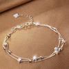 Niche Design Star Chain Tassel Bracelet for Women Fantasy Blue Crystal Beads Elastic Rope Bracelet Best Friend Jewelry Gifts
