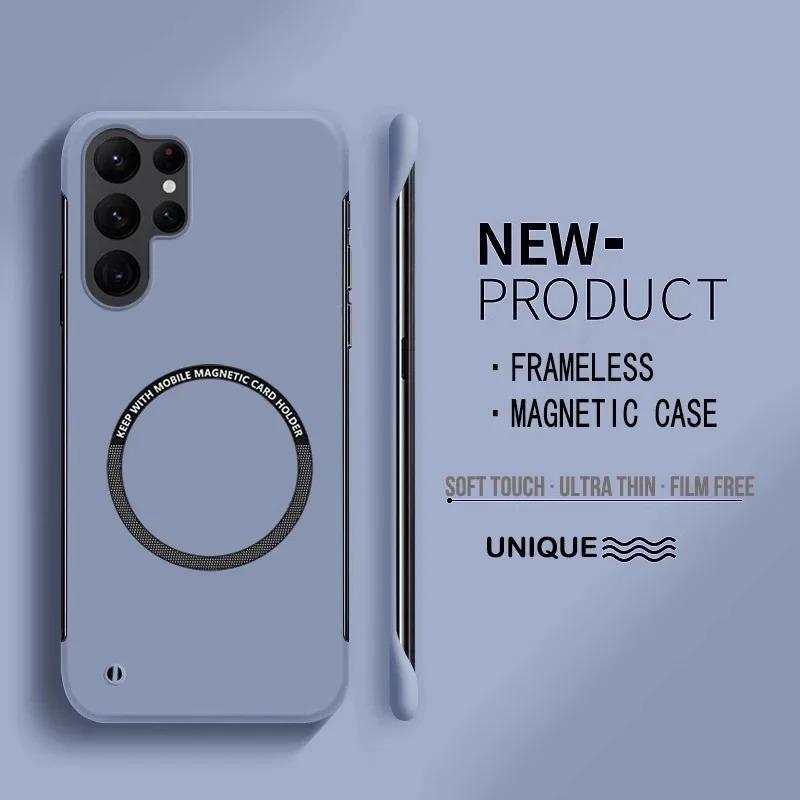 Ultra Thin Hard PC Magnetic Frameless Case for Magsafe Samsung Galaxy S25 Ultra S24 S23 S22 S21 S20 FE Plus Note20 Scrub Cover