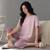 Pajamas with chest pads, women's summer modal short-sleeved cropped pants, summer thin cool cotton and silk loungewear set