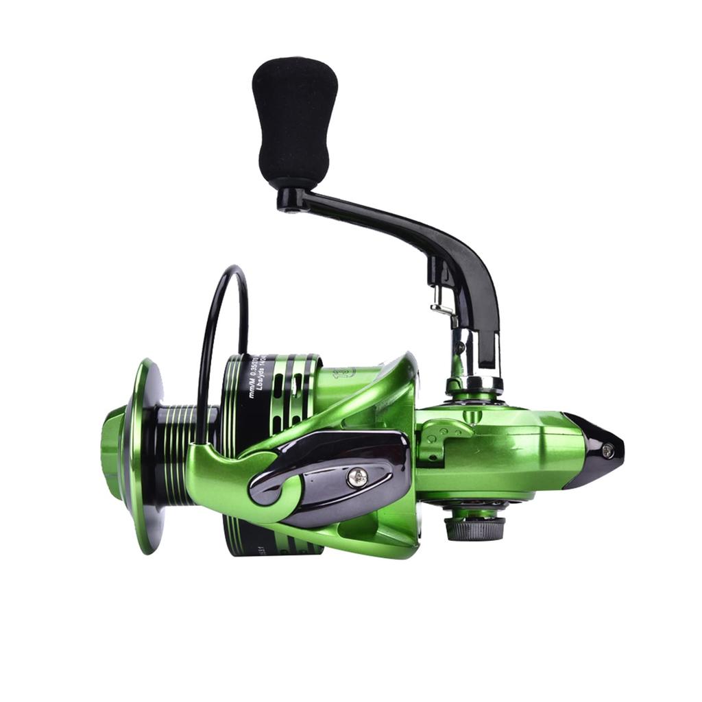 Lightweight metal spinning reel for saltwater fishing highly durable casting suitable for saltwater fishing (Green XF7000), ambidextrous, reel,