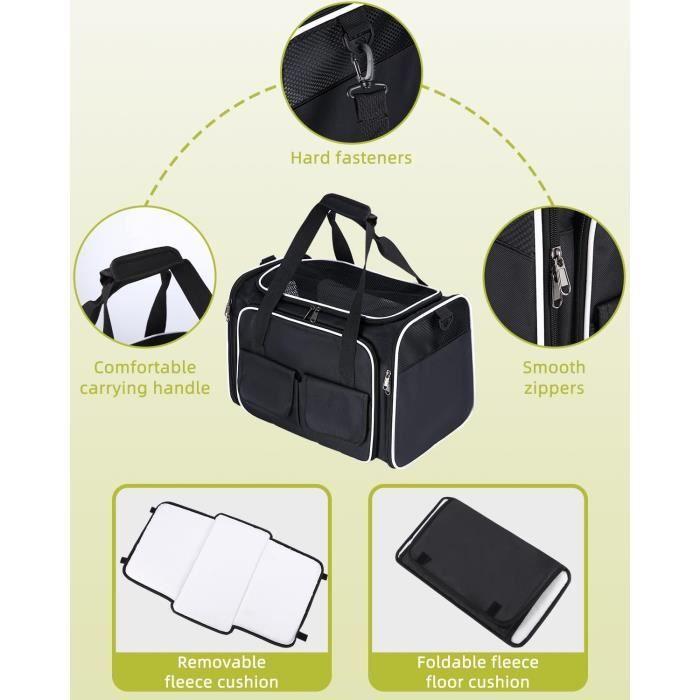 Sac de Transport pour Chat - MARQUE - Modèle - Tissu Oxford 600D - Pliable - Matelas en Peluche