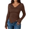 Women's Long Sleeve V-Neck Shirts Slim Fit Going Out Tops Blouses Fall Outfits Fashion Clothes