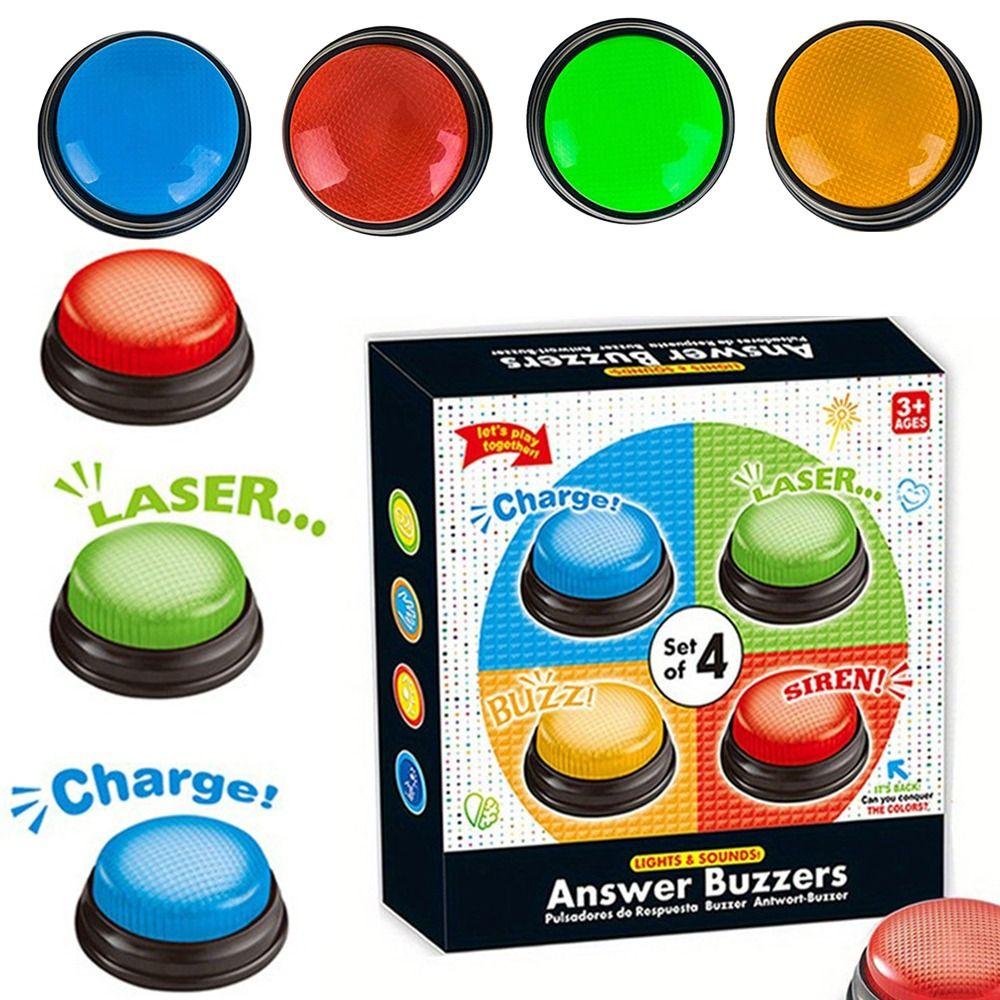 4pcs New 4Colors Answer Buzzers with Lights and Sound Trivia Games Game Buzzers Family Feud Jeopardy Buzzer for Trivia Games