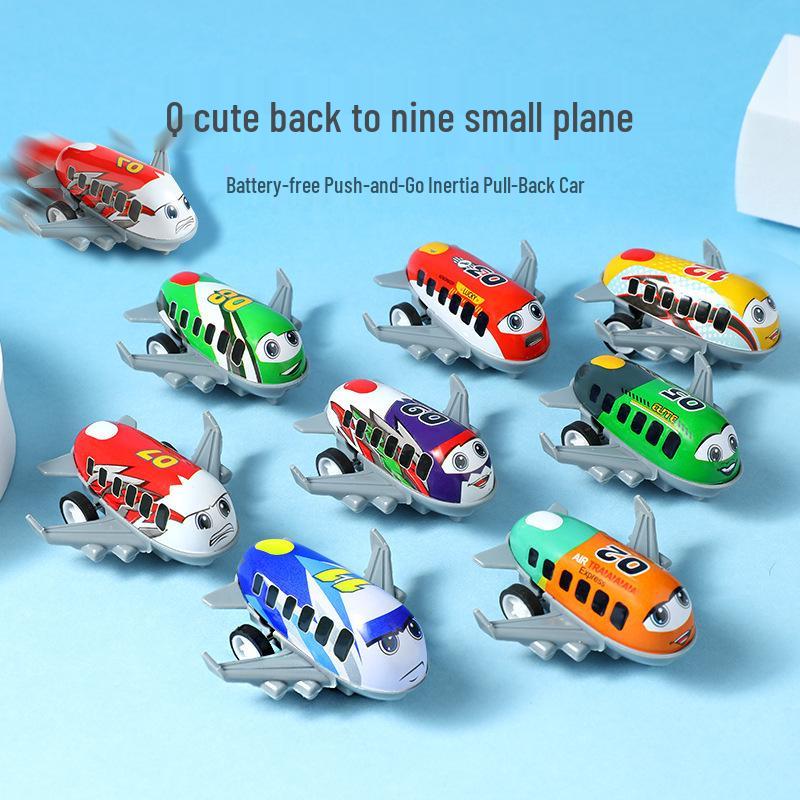 Mini Alloy Pull-Back Cartoon Airplane Toy - Gliding Passenger Jet Model for Kids