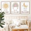 Islamic Bismillah Sun Moon Rainbow Poster, Nursery Wall Art, Print Picture, Canvas Painting, Children Room, Interior Wall Decor