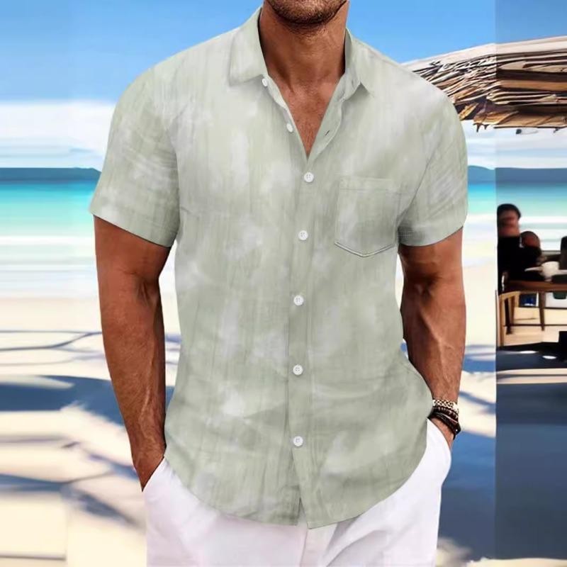 Summer New Tie-dye Lapel Short-sleeved Men's Beach Casual Sports All-match Shirt