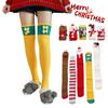 Women's Coral Fleece Xmas Socks Warm Thigh Stocking Over Knee Santa Claus Elk Elf
