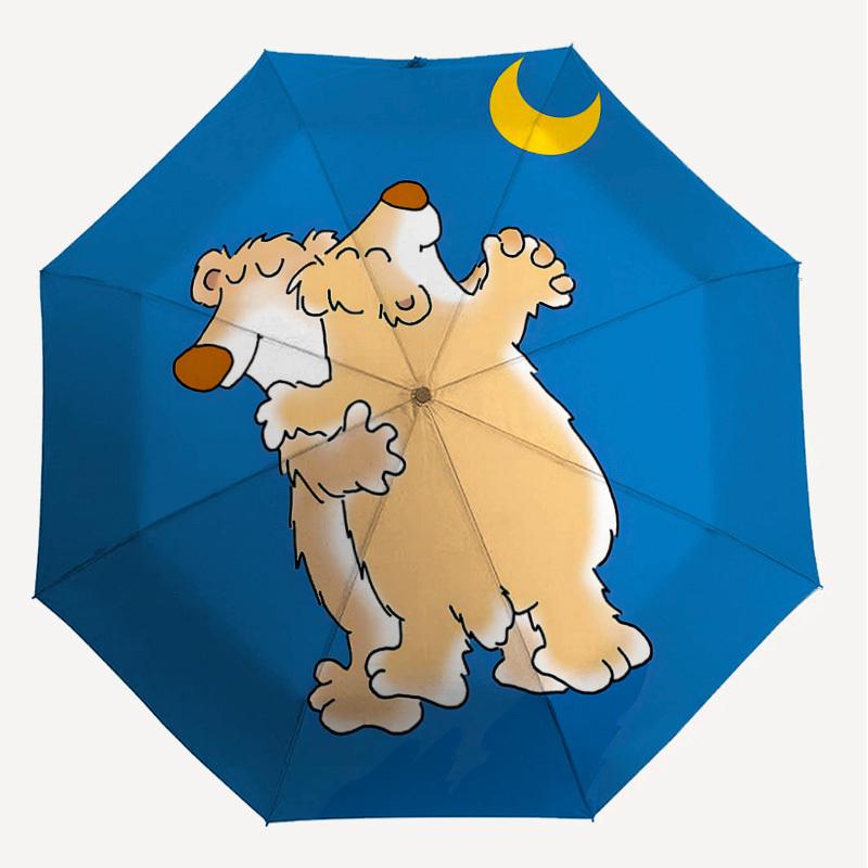 1 Stück Bärenmond-Regenschirm – 8-Streben-verstärkt, automatischer Öffnungsmechanismus, leicht und robust, niedliches Modeaccessoire für Outdoor-Aktivitäten – P128