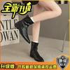 Retro Pleated Pointed Leather Boots Slim Short Boots Women's Autumn and Winter New Fashion Thick Heel Fashion Single Boots Martin Boots Trend