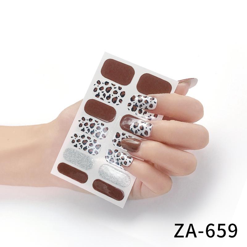 Nail Art Stickers 3d Nail Stickers 14 Finger Hot Stamping Cat Eye Leopard Print Nail Art Stickers