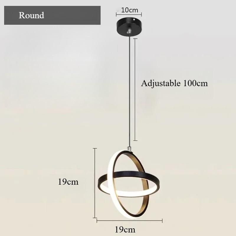 Modern Minimalist LED Chandelier Black and White Round Square Living Room Dining Room Bedroom Bedside Decorative Lighting