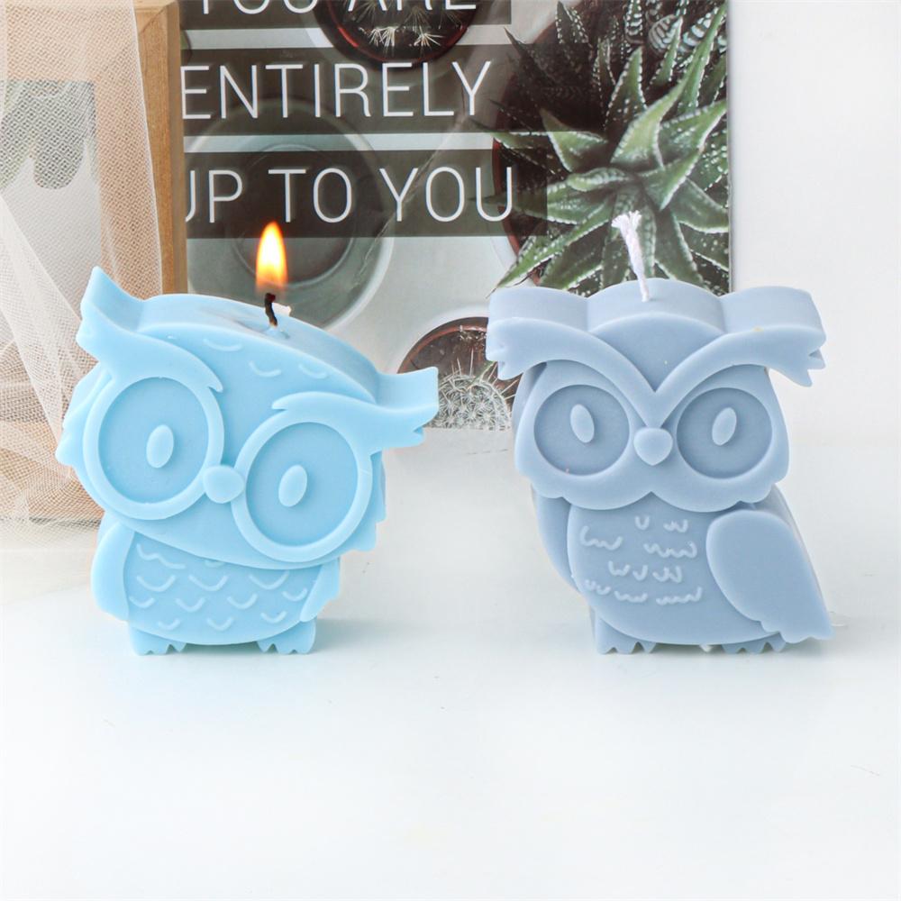 Cartoon Flat Owl Silicone Candle Mold DIY Animal Aroma Gypsum Resin Decoration Children's Toy Chocolate Biscuit Making Tool