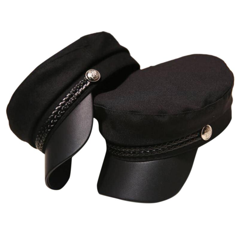 

Бретонская женская кепка-скрипач, шляпа газетчика, греческая шляпа с плоским верхом, зимний подарок, 1 шт., берет с козырьком One Size чёрный